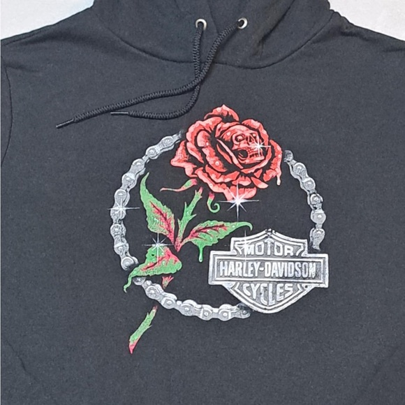 Harley-Davidson "Skull in the Rose" Hoodie - Women's size LARGE - Picture 4 of 10